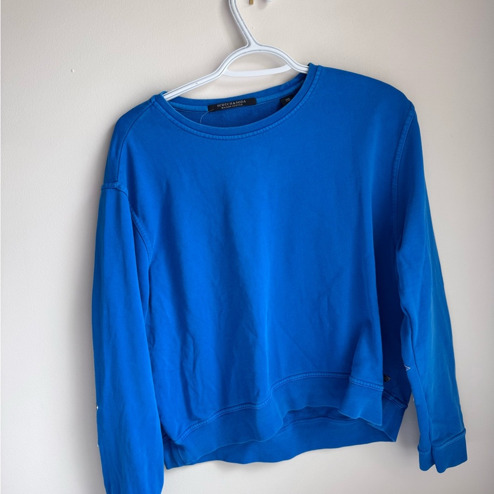 Scotch & Soda Blue Crew Neck Sweater Relaxed Fit